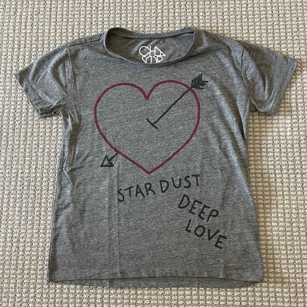 CHASER Grey T Shirt XS Heart & Arrow Stardust Deep Love